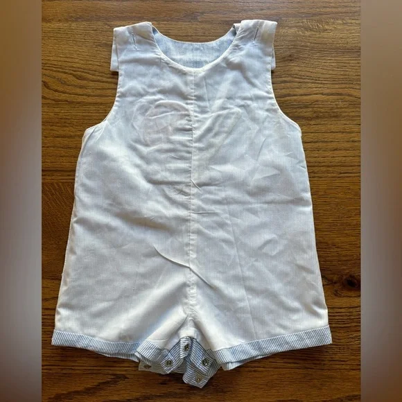 Samara 3T Vintage blue and white Striped Jon-Jon with Baseball/B applique - Picture 14 of 14